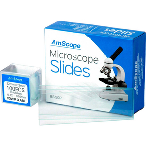 AMSCOPE 50 PCS. PRE-CLEANED BLANK MICROSCOPE SLIDES AND 100 PCS. SQUARE COVER SLIPS by United Scope