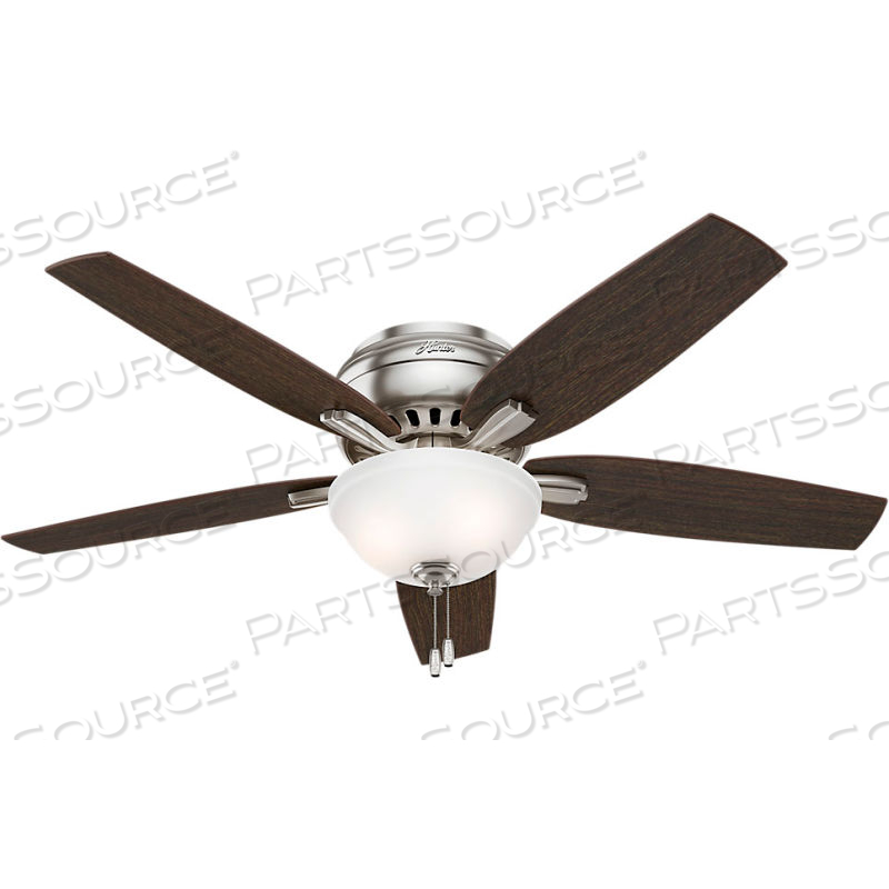 52" NEWSOME CEILING FAN WITH LIGHT - BRUSHED NICKEL by Hunter Fan Co. / Casablanca Fand Co. 52" NEWSOME CEILING FAN WITH LIGHT - BRUSHED NICKEL by Hunter Fan Co. / Casablanca Fand Co.