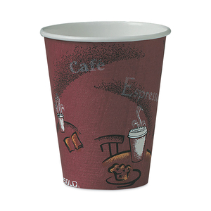 PAPER HOT DRINK CUPS IN BISTRO DESIGN, 8 OZ, MAROON by Solo