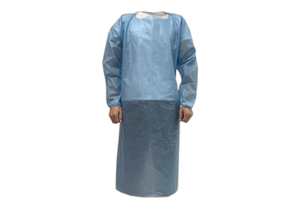 OVER-THE-HEAD PROTECTIVE PROCEDURE GOWN, ONE SIZE FITS MOST, BLUE, NONSTERILE, AAMI LEVEL 2, DISPOSABLE (10/BG) by Cypress