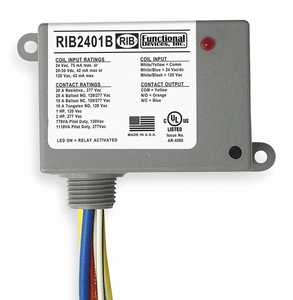 PREWIRED RELAY 24VAC/DC 120VAC 20A SPDT by RIB