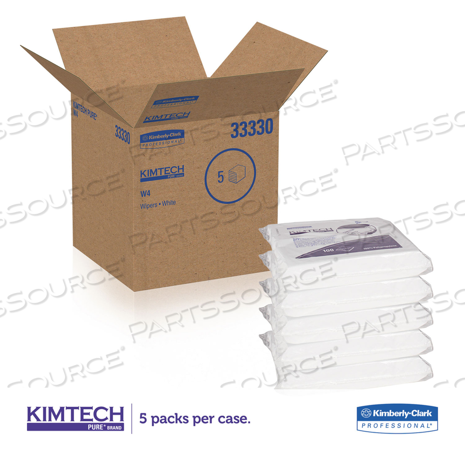 W4 CRITICAL TASK WIPERS, FLAT DOUBLE BAG, 12 X 12, WHITE, 100/BAG by Kimtech