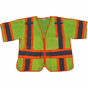 5-POINT BREAKAWAY PUBLIC SAFETY VEST, ANSI CLASS 3, POLYESTER MESH, LIME/ORANGE, 2XL-5XL by Petra Roc Inc