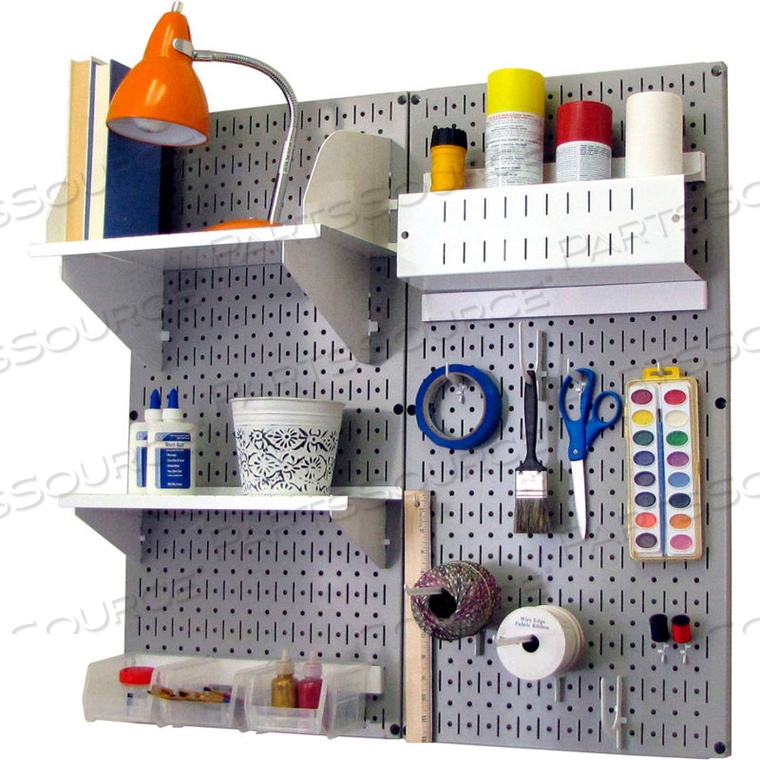 PEGBOARD HOBBY CRAFT ORGANIZER STORAGE KIT, GRAY/WHITE, 32" X 32" X 9" by Wall Control Pegboard