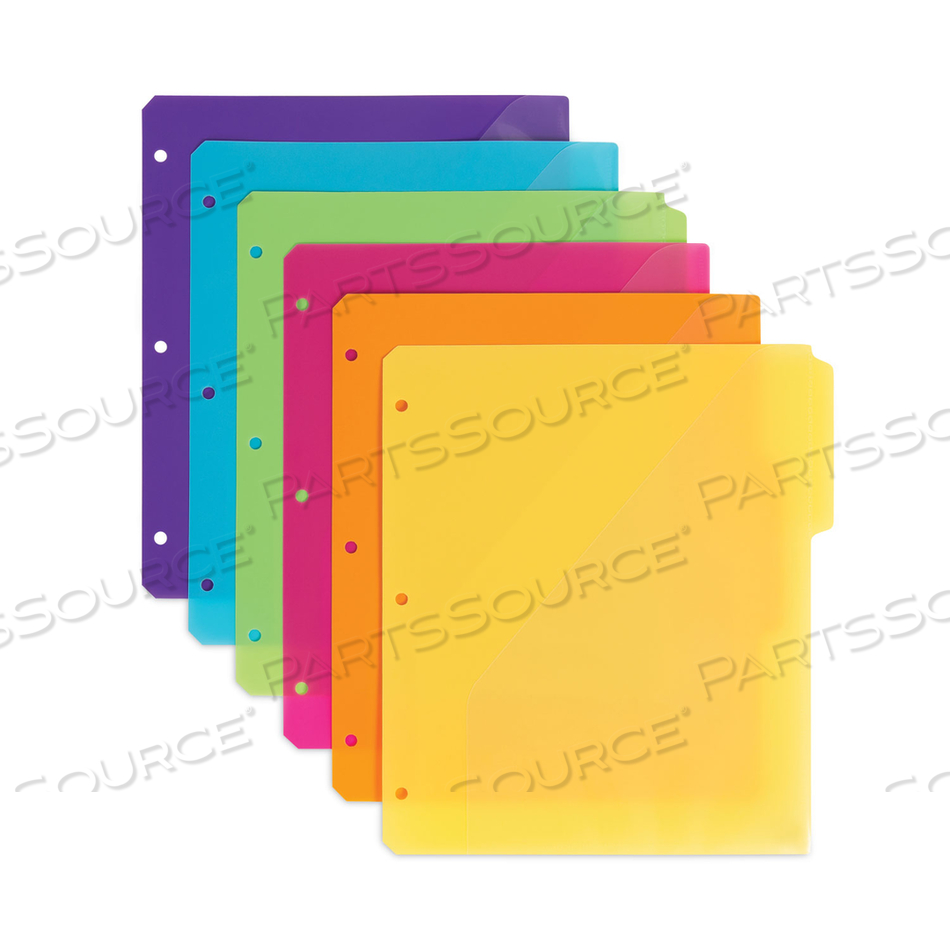 THREE-RING BINDER POLY INDEX DIVIDERS WITH POCKET, 9.75 X 11.25, ASSORTED COLORS by Smead