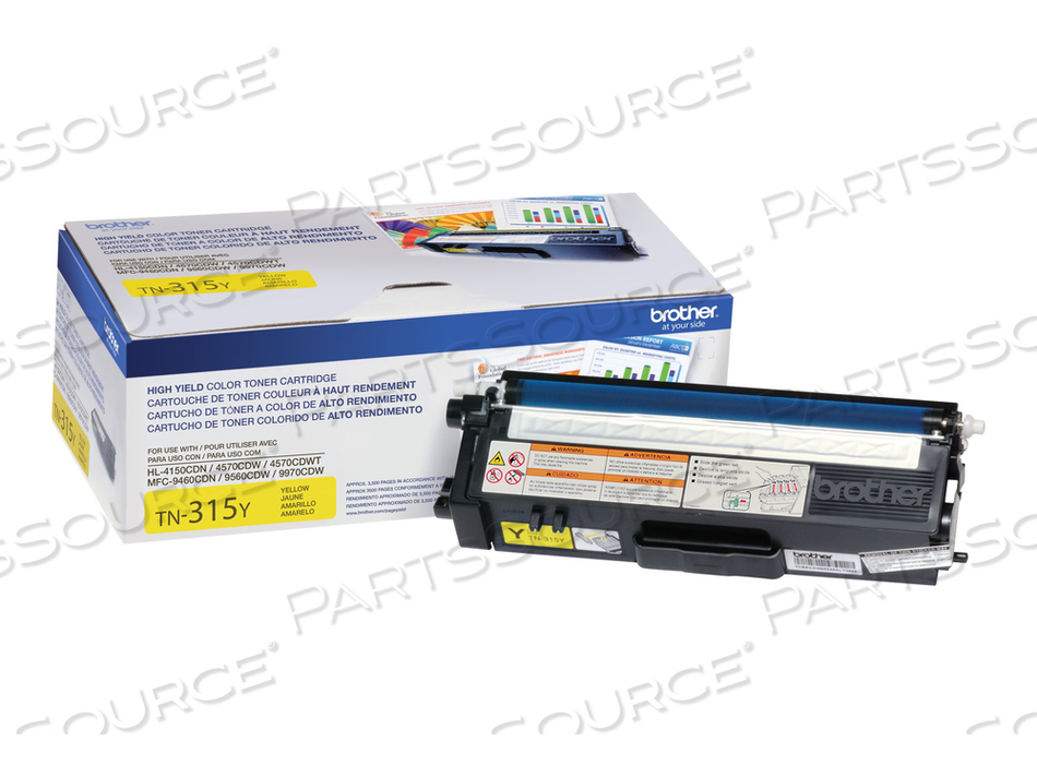 BROTHER TN-315Y YELLOW TONER CARTRIDGE, HIGH YIELD 