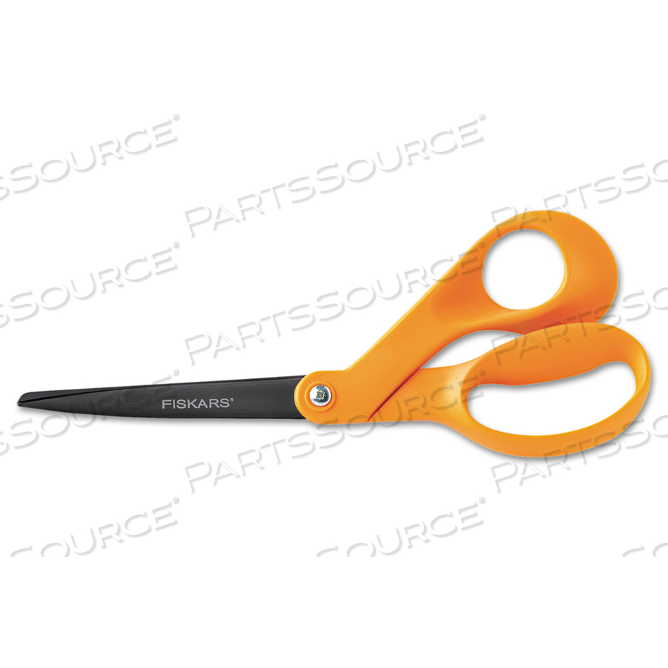 OUR FINEST SCISSORS, 8" LONG, 3.1" CUT LENGTH, ORANGE OFFSET HANDLE 