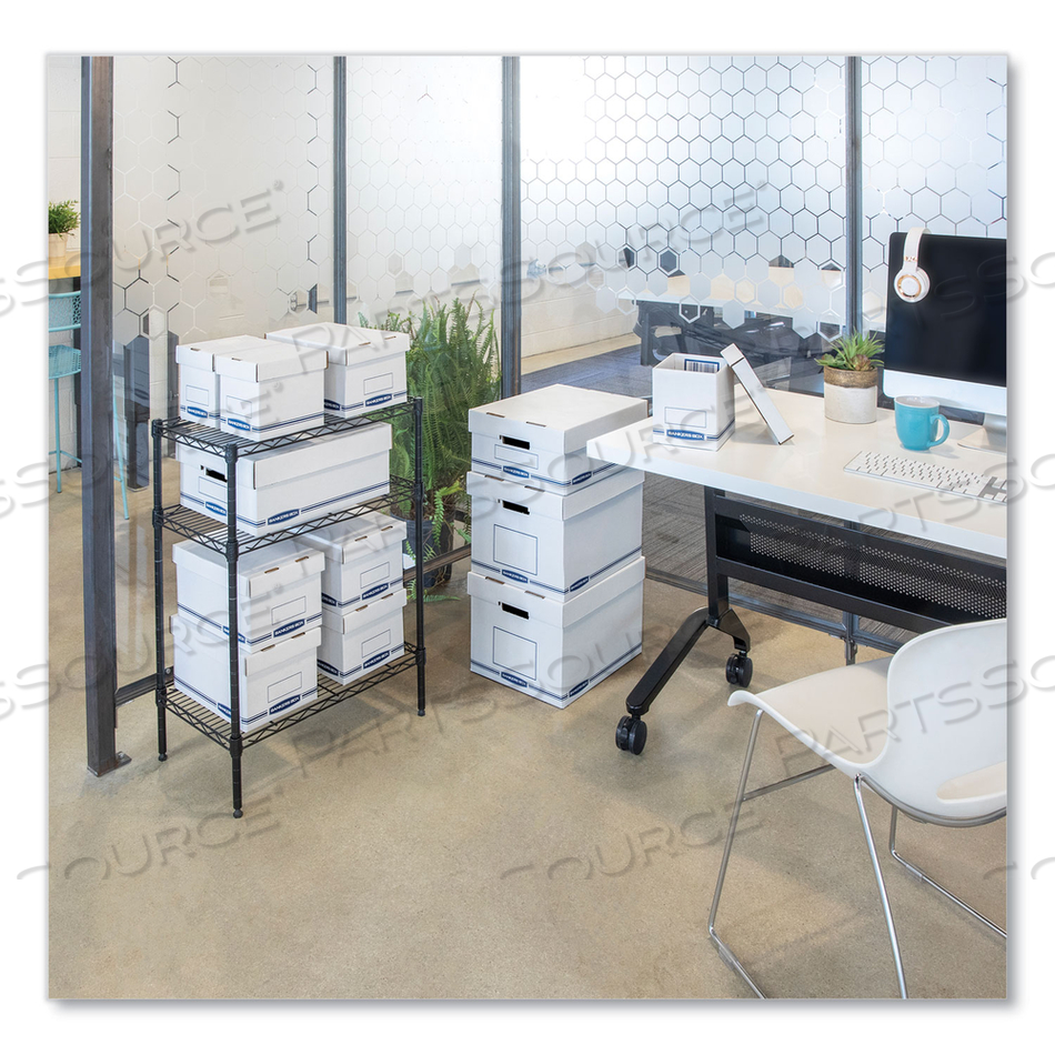 ORGANIZER STORAGE BOXES, LARGE, 12.75" X 16.5" X 6.5", WHITE/BLUE, 12/CARTON 