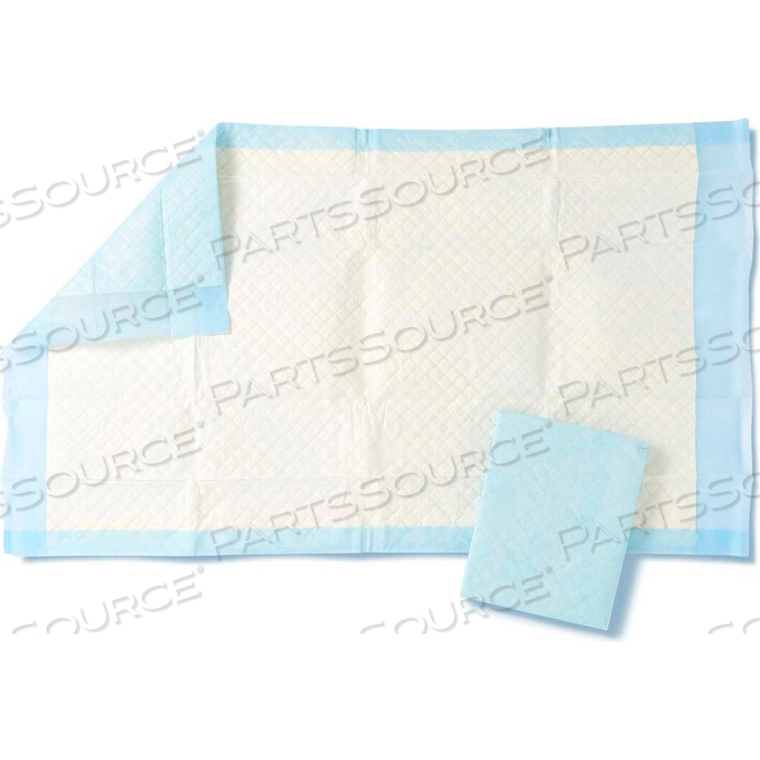 DISPOSABLE FLUFF AND POLYMER BREATHABLE UNDERPADS, 20-1/2" X 36", BLUE, 50/CASE by Medline Industries, Inc. DISPOSABLE FLUFF AND POLYMER BREATHABLE UNDERPADS, 20-1/2" X 36", BLUE, 50/CASE by Medline Industries, Inc.