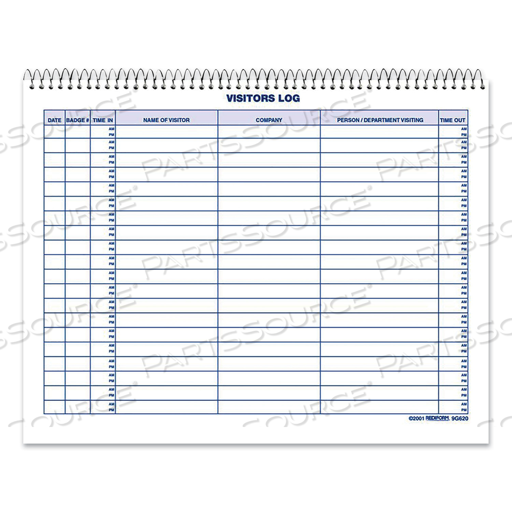 VISITORS LOG BOOK, BLUE/WHITE/RED COVER, 11 X 8.5 SHEETS, 50 SHEETS/BOOK by Rediform VISITORS LOG BOOK, BLUE/WHITE/RED COVER, 11 X 8.5 SHEETS, 50 SHEETS/BOOK by Rediform