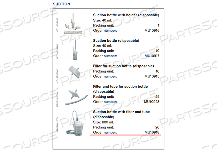 SUCTION BOTTLE, 800ML VOLUME, DISPOSABLE, WITH FILTER AND TUBE, FOR USE WITH: FOR ISOLETTE 8000 INCUBATOR by Draeger Inc.