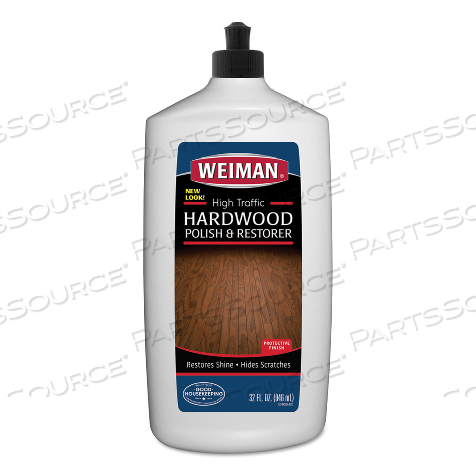 HIGH TRAFFIC HARDWOOD POLISH AND RESTORER, 32 OZ SQUEEZE BOTTLE by Weiman HIGH TRAFFIC HARDWOOD POLISH AND RESTORER, 32 OZ SQUEEZE BOTTLE by Weiman