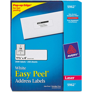 EASY PEEL LASER ADDRESS LABELS, 1-1/3 X 4, WHITE, 3500/BOX by Avery