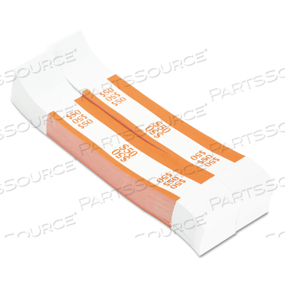 CURRENCY STRAPS, ORANGE, $50 IN DOLLAR BILLS, 1000 BANDS/PACK by Pap-R Products