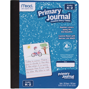 PRIMARY JOURNAL HALF PAGE RULED, BLUE MARBLE COVER, PRIMARY RULE, (100) 9.75 X 7.5 SHEETS by Mead