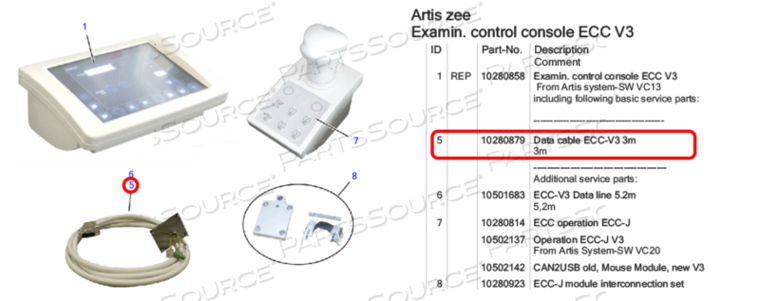 CABLE, ECC, 3M SIZE, V3 VERSION, FOR USE WITH: FOR CATH LAB by Siemens Medical Solutions