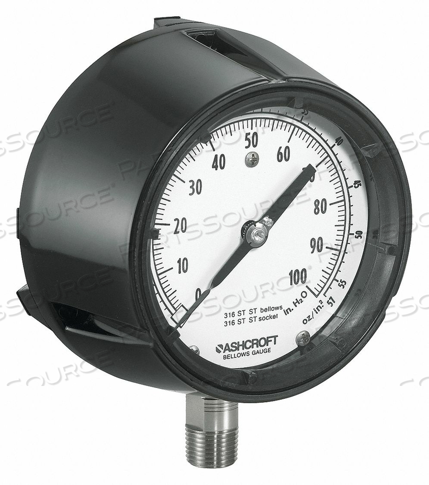PRESSURE GAUGE LOW 4-1/2 IN. 1/2 IN NPT by Ashcroft Inc. PRESSURE GAUGE LOW 4-1/2 IN. 1/2 IN NPT by Ashcroft Inc.