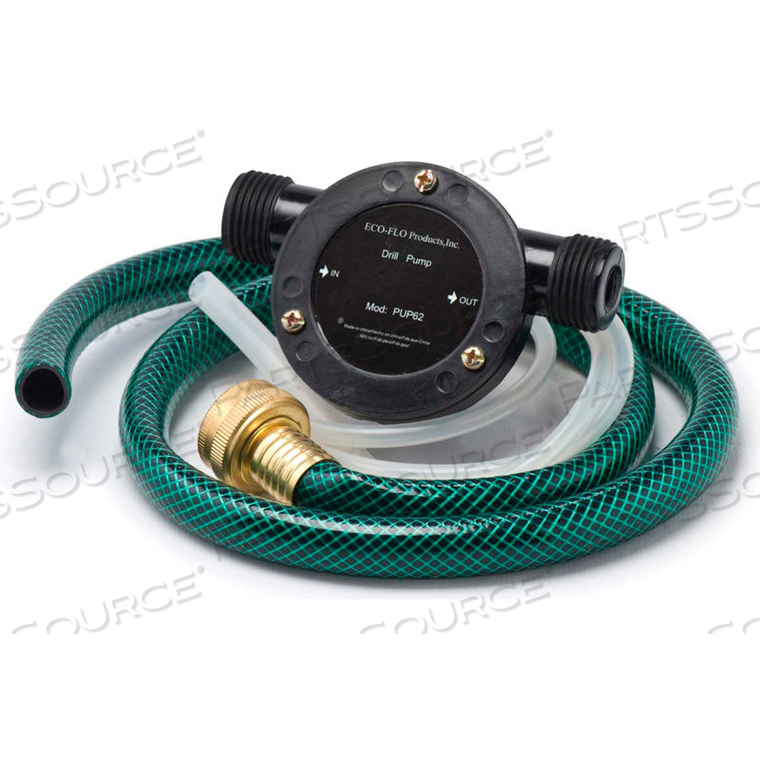 PORTABLE UTILITY DRILL PUMP, 3' GARDEN HOSE, 1/4" ID HOSE, 360 GPH by Eco Flo Products Inc PORTABLE UTILITY DRILL PUMP, 3' GARDEN HOSE, 1/4" ID HOSE, 360 GPH by Eco Flo Products Inc