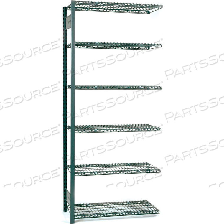 V-GRIP WIRE SHELVING - 36"W X 24"D X 72"H - 5 SHELVES - ADD ON UNIT - TEXTURED BLUE 