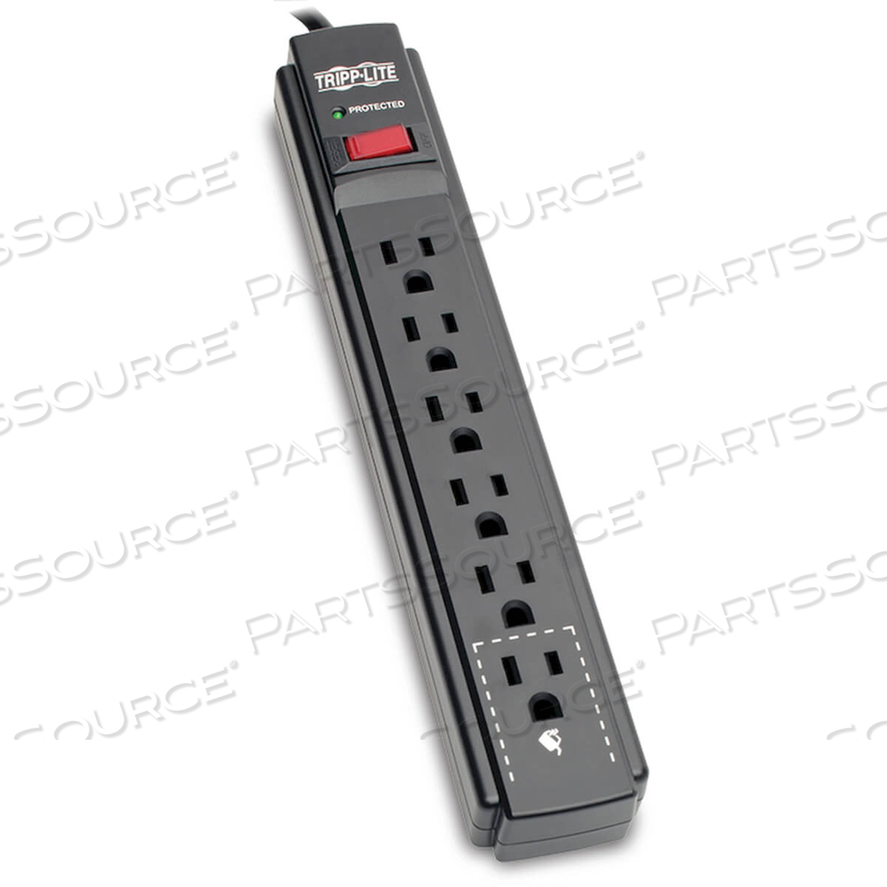 SURGE PROTECTOR POWER STRIP 6 OUTLET 15 FT CORD BLACK 790 J by Tripp Lite SURGE PROTECTOR POWER STRIP 6 OUTLET 15 FT CORD BLACK 790 J by Tripp Lite