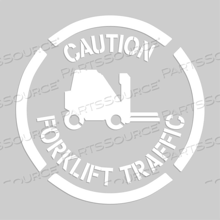 FLOOR STENCIL - CAUTION FORKLIFT TRAFFIC - 20" X 20" by Accuform Manufacturing, Inc.