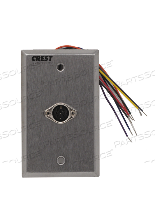 8-PIN DIN RECEPTACLE, ON 1-GANG STAINLESS STEEL PLATE by Crest Healthcare