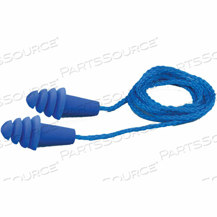 REUSABLE EARPLUGS, NRR 27, CORDED, BLUE, 100 PAIRS/BOX by Elvex