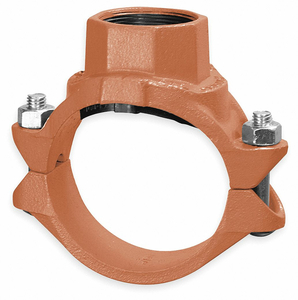 CLAMP-T WITH THREADED BRANCH, DUCTILE IRON, GROOVED, CLASS 150, EPDM SEAL, ORANGE by Gruvlok