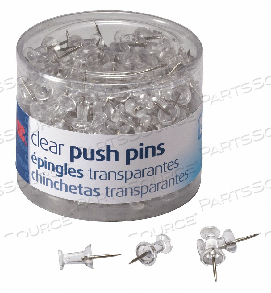 PUSH PINS 1/2IN CLEAR PK1200 by Officemate