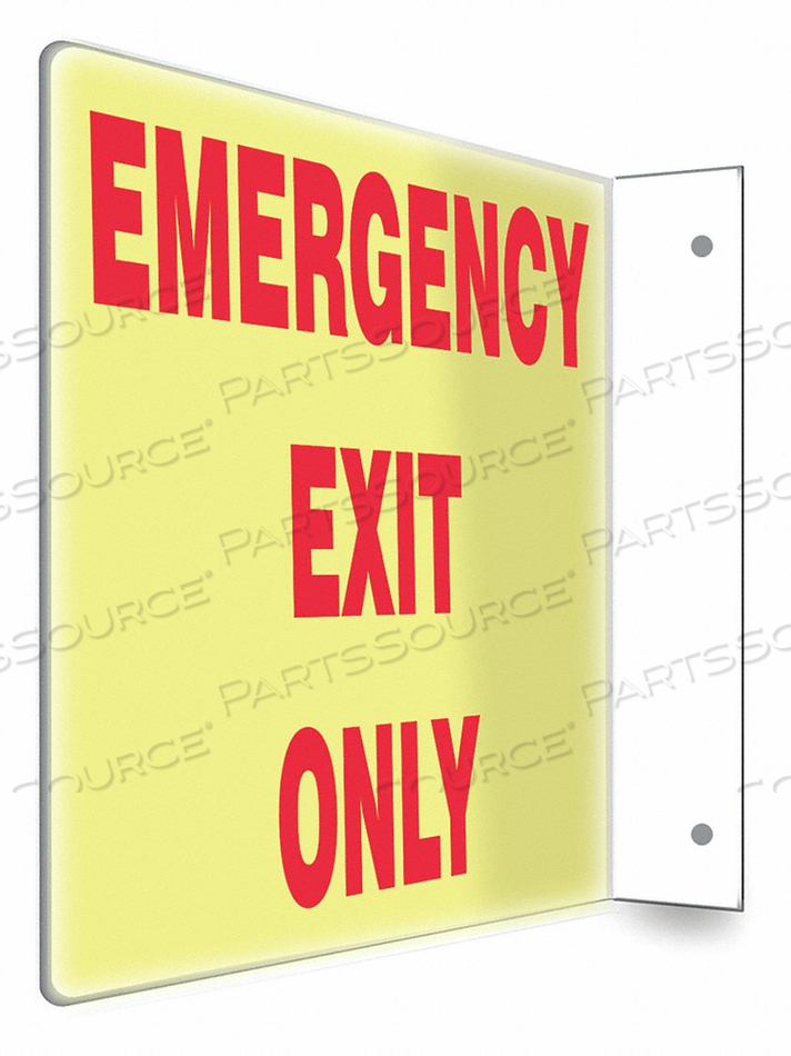 HIGH VIS SIGN EMERGENCY EXIT ONLY 8 X12 