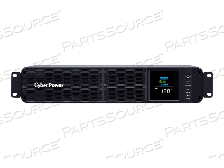 PFC SINEWAVE SERIES CP1500PFCRM2U, UPS (RACK-MOUNTABLE), AC 120 V, 1000 WATT, 1500 VA, 9 AH, USB, SERIAL, OUTPUT CONNECTORS: 8, 2U, BLACK by CyberPower