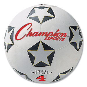 RUBBER SPORTS BALL, FOR SOCCER, NO. 4 SIZE, WHITE/BLACK by Champion Sports