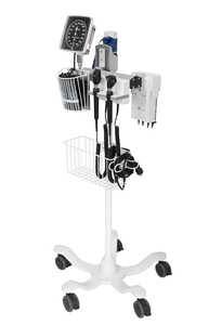 MOBILE DIAGNOSTIC STATION - ROLLSTAND, OPHTHAL & OTO, DISPENSER, ORAL THERMOMETER,ANEROID & CUFF. [COMPATIBLE W/ WELCH ALLYN HALOGEN HEADS] by Amico Accessories