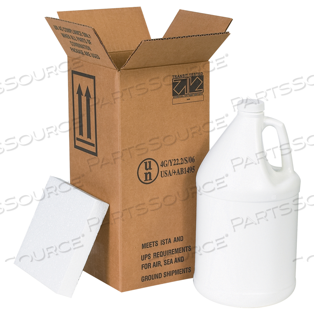 PLASTIC JUG SHIPPER KIT, 1 - 1 GALLON, 6" X 6" X 12 3/4", KRAFT, 1/EACH by BOX Partners (Box Acquisitions, LLC)