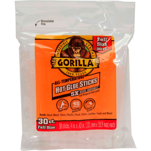 HOT GLUE STICKS, 4" FULL, 30 PER PACK by Gorilla Glue HOT GLUE STICKS, 4" FULL, 30 PER PACK by Gorilla Glue