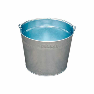 BUCKET, 5 GAL, OPEN HEAD, STEEL, 14 1/4 IN, 11 IN OVERALL HT, ROUND TAPERED, SILVER by Vestil Manufacturing Corp.