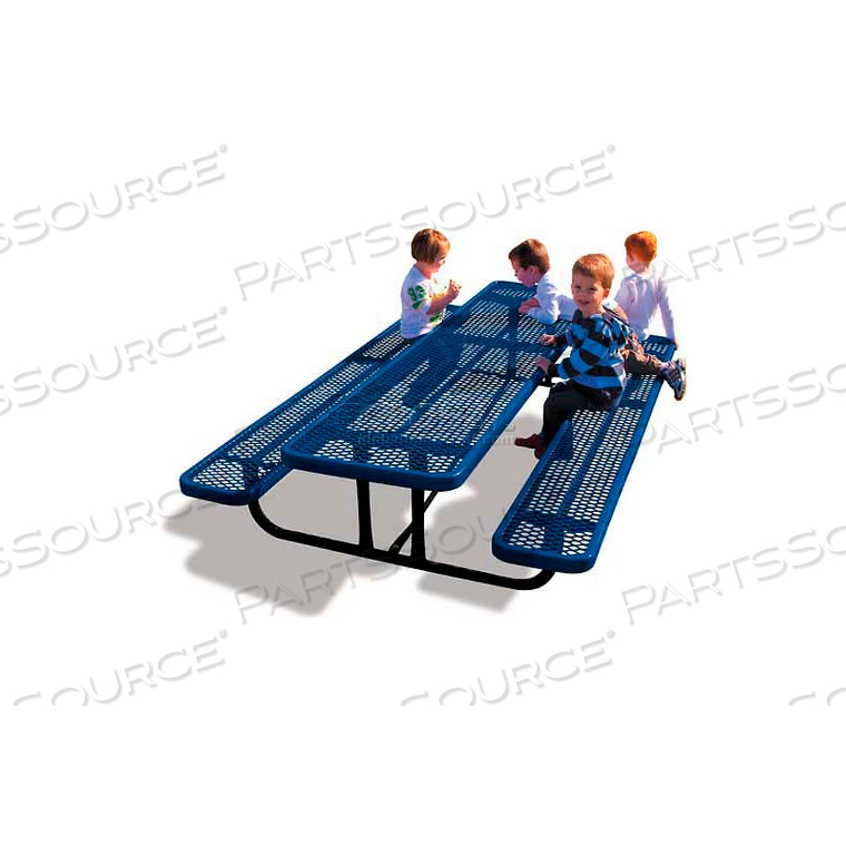 8' RECTANGULAR CHILD'S PICNIC TABLE, EXPANDED METAL, BLUE 