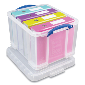 SNAP-LID STORAGE BIN, 8.45 GAL, 14" X 18" X 12.25", CLEAR/BLUE, 3/PACK by Really Useful Box