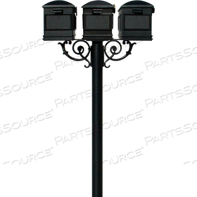 THE HANFORD TRIPLE POST (WITH SUPPORT BRACE), NO BASE & LEWISTON MAILBOX by Qualarc THE HANFORD TRIPLE POST (WITH SUPPORT BRACE), NO BASE & LEWISTON MAILBOX by Qualarc