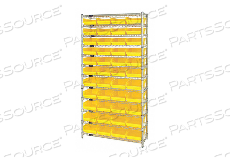 BIN SHELVING 74 OVERALL H 44 BINS YLLOW by Quantum Storage Systems BIN SHELVING 74 OVERALL H 44 BINS YLLOW by Quantum Storage Systems
