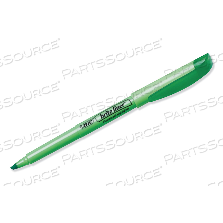 BRITE LINER HIGHLIGHTER WITH POCKET CLIP, CHISEL TIP, GREEN INK, DOZEN by BIC BRITE LINER HIGHLIGHTER WITH POCKET CLIP, CHISEL TIP, GREEN INK, DOZEN by BIC
