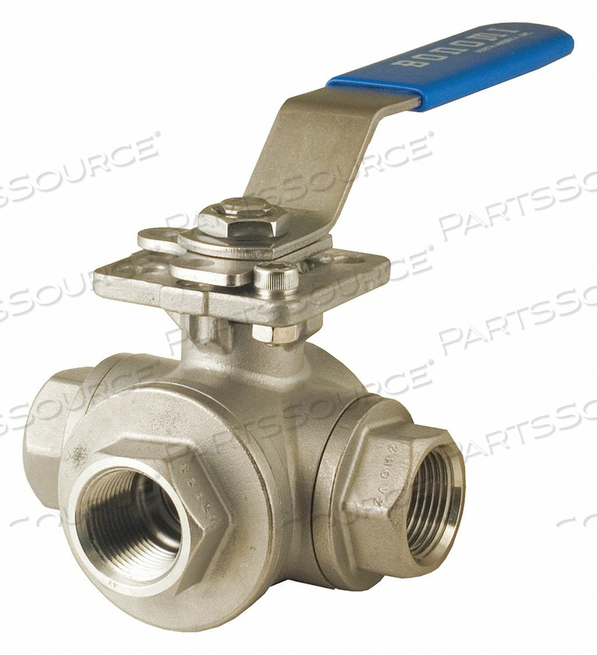 BALL VALVE 3-WAY FULL T PORT 1-1/2 IN by Bonomi