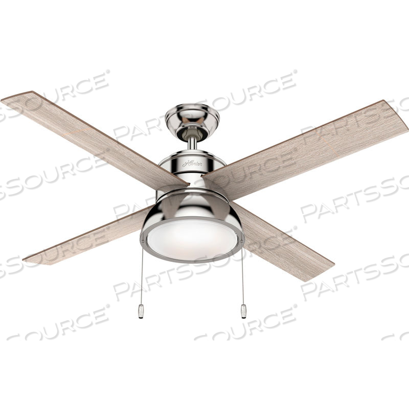 52" LOKI-POLISHED NICKEL - 5562 CFM W/ LIGHT KIT by Hunter Fan Co. / Casablanca Fand Co.