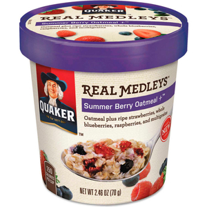 REAL MEDLEYS OATMEAL, SUMMER BERRY OATMEAL, 2.46 OZ. CUP, 12/CARTON by Quaker Oats