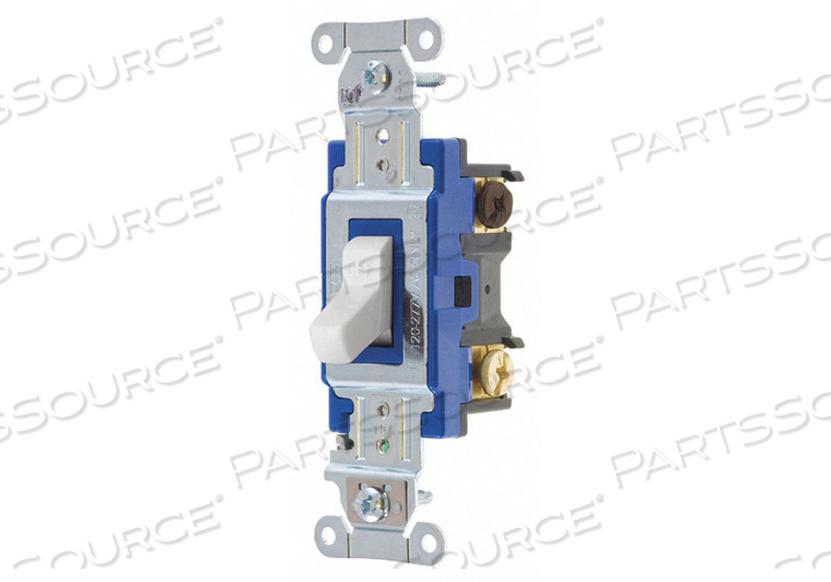 WALL SWITCH, TOGGLE SWITCH, 3-WAY, WHITE, 15 A, SCREW TERMINALS by Hubbell Power Systems WALL SWITCH, TOGGLE SWITCH, 3-WAY, WHITE, 15 A, SCREW TERMINALS by Hubbell Power Systems