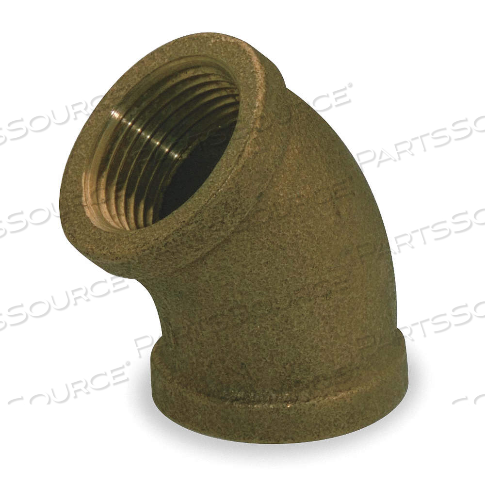 45° ELBOW, RED BRASS, 1/2 IN X 1/2 IN FITTING PIPE SIZE, FEMALE NPT X FEMALE NPT, CLASS 125, ELBOW by Approved Vendor