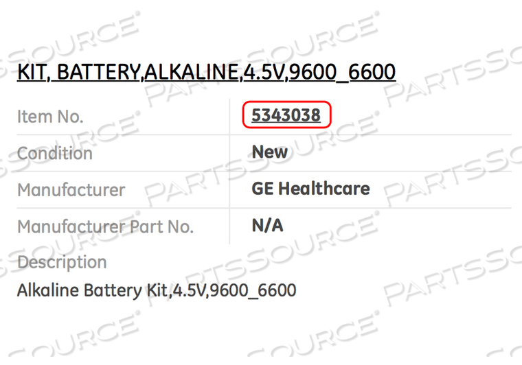 ALKALINE BATTERY KIT 4.5 V by OEC Medical Systems (GE Healthcare)