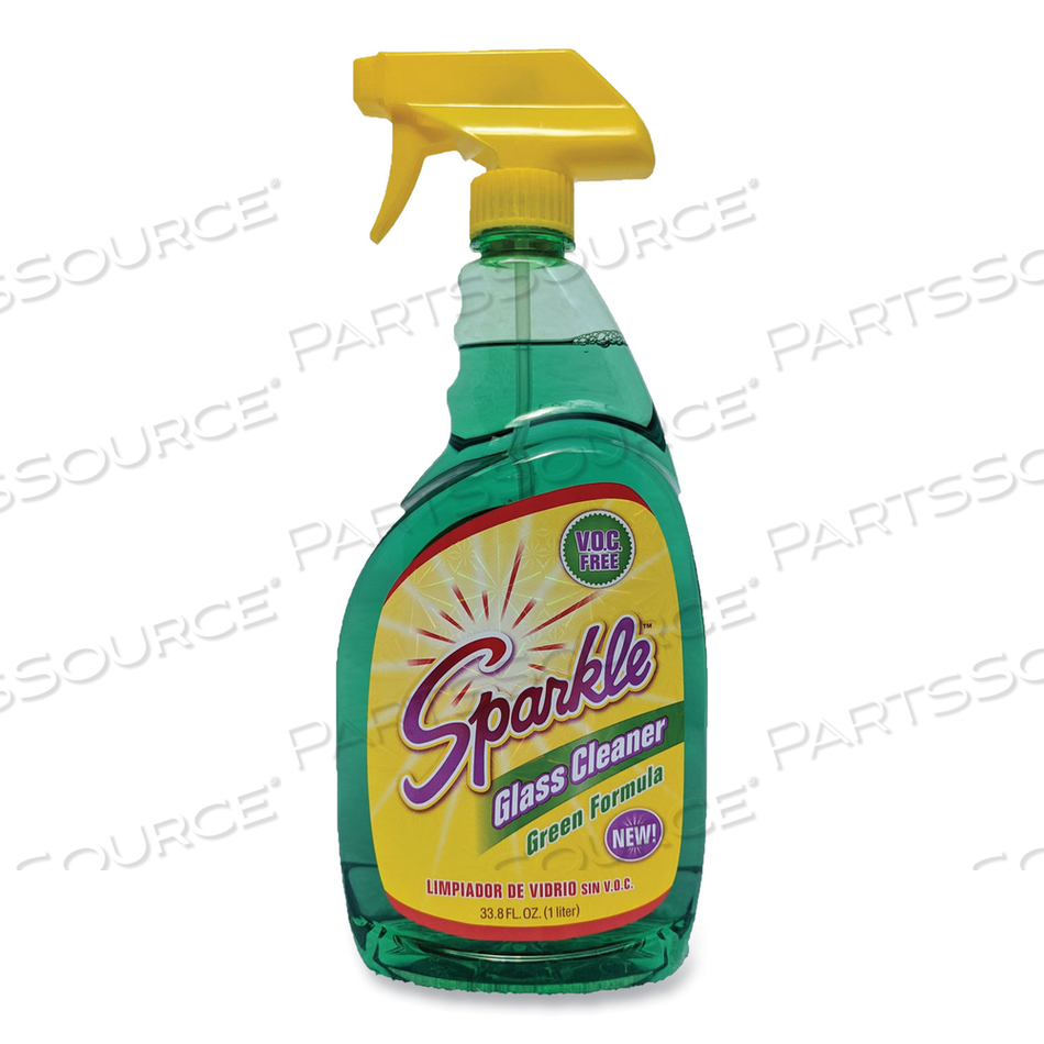 GREEN FORMULA GLASS CLEANER, 33.8 OZ BOTTLE by Sparkle GREEN FORMULA GLASS CLEANER, 33.8 OZ BOTTLE by Sparkle