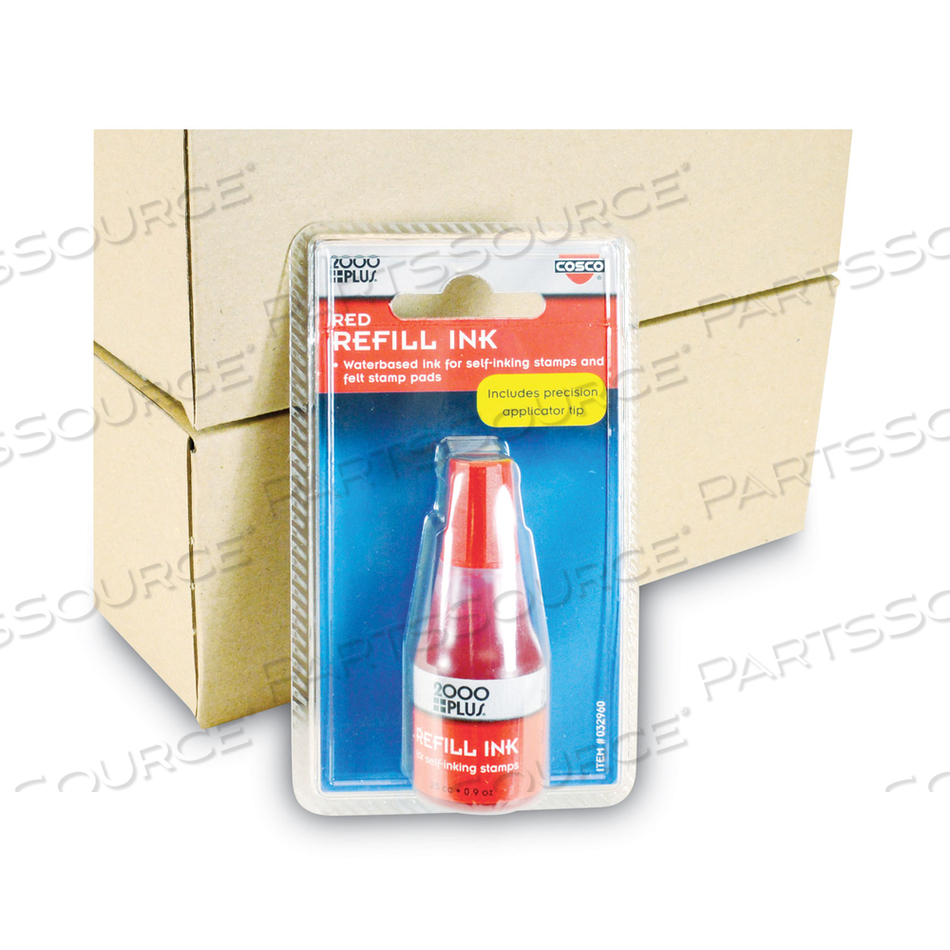 SELF-INKING REFILL INK, 0.9 OZ. BOTTLE, RED by 2000Plus
