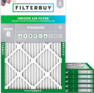 PLEATED HVAC FURNACE AIR FILTER, MERV 8, 18X22X1, PACKAGE OF 6 by Filterbuy, Inc. PLEATED HVAC FURNACE AIR FILTER, MERV 8, 18X22X1, PACKAGE OF 6 by Filterbuy, Inc.